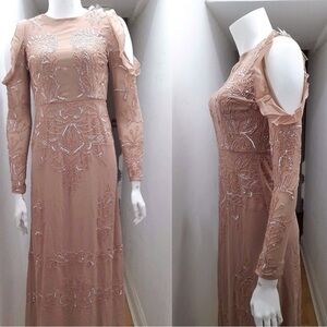 Maya Petite Cold Shoulder Sequin Dress/Gown, Size 8